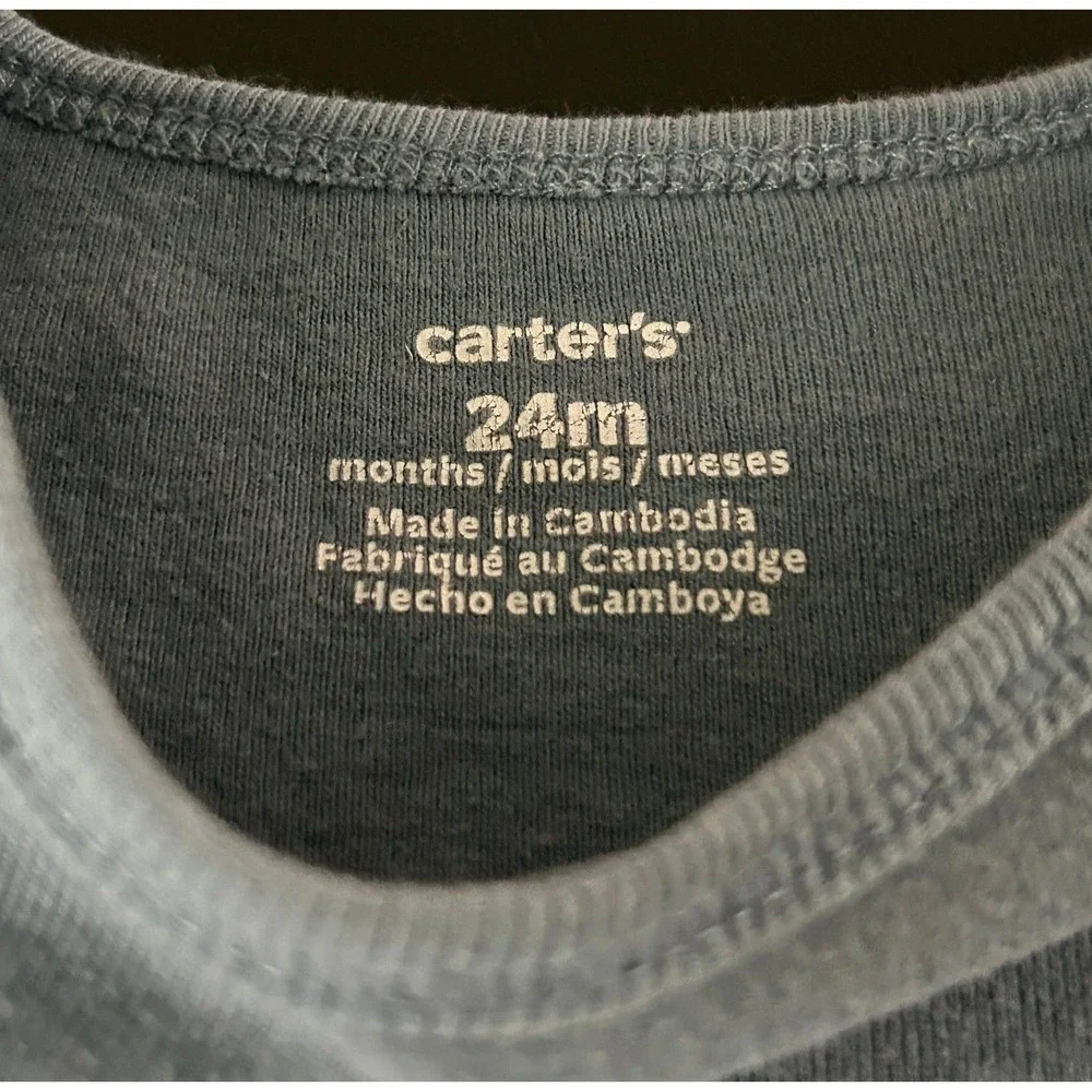 Carters Baby Boys Blue Short Sleeve Cotton Bodysuit 24M 1489
